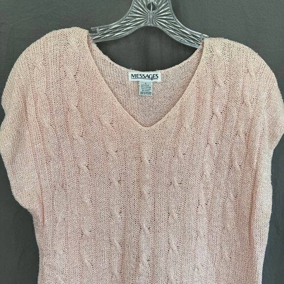 Vintage Messages Sweater Short Sleeve 80s 90s Silk Coquette Size S/M/L READ - Picture 2 of 13